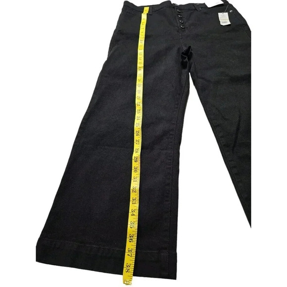 Sam Edelman CODIE Button Fly High Rise Wide Leg Ankle Crop Jeans Size 33 Black - Picture 8 of 11